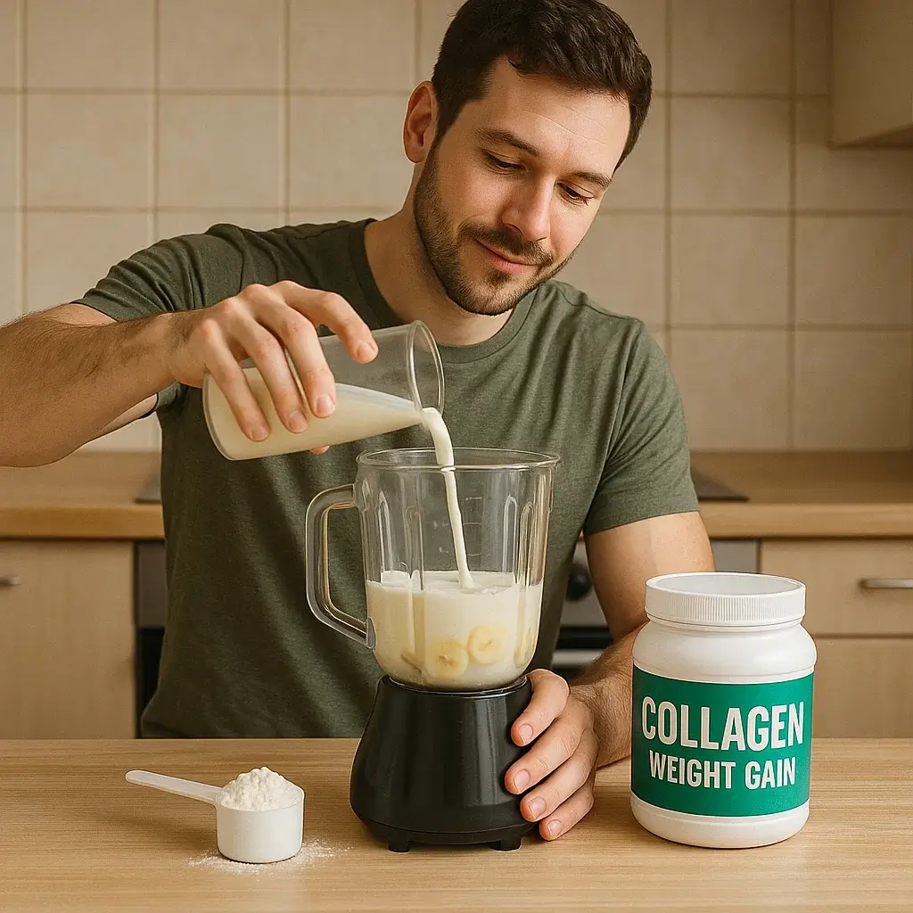 Collagène et prise de poids : un homme savoure un plat nutritif riche en collagène.