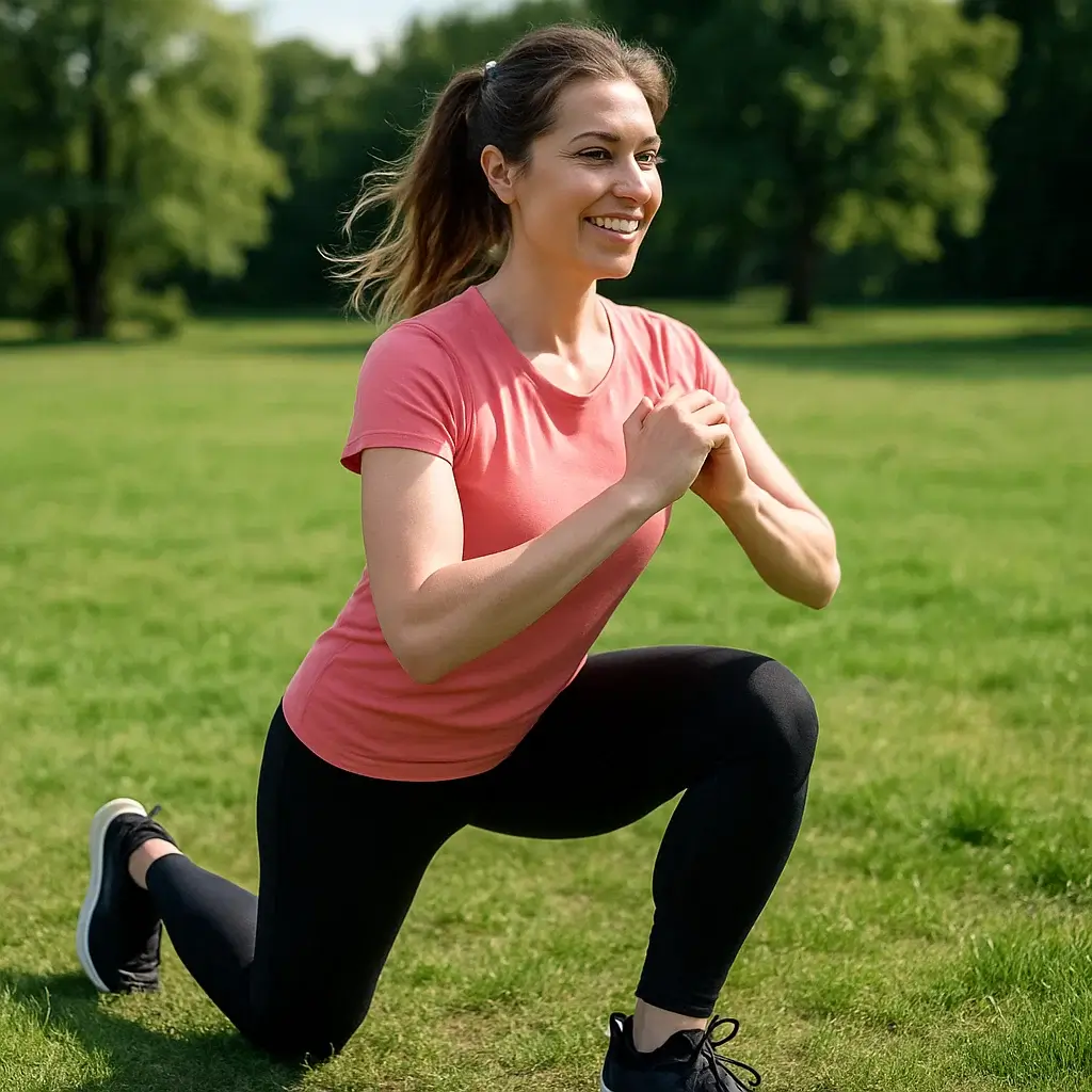 Femme courant dans un parc verdoyant pour maintenir une bonne condition physique.