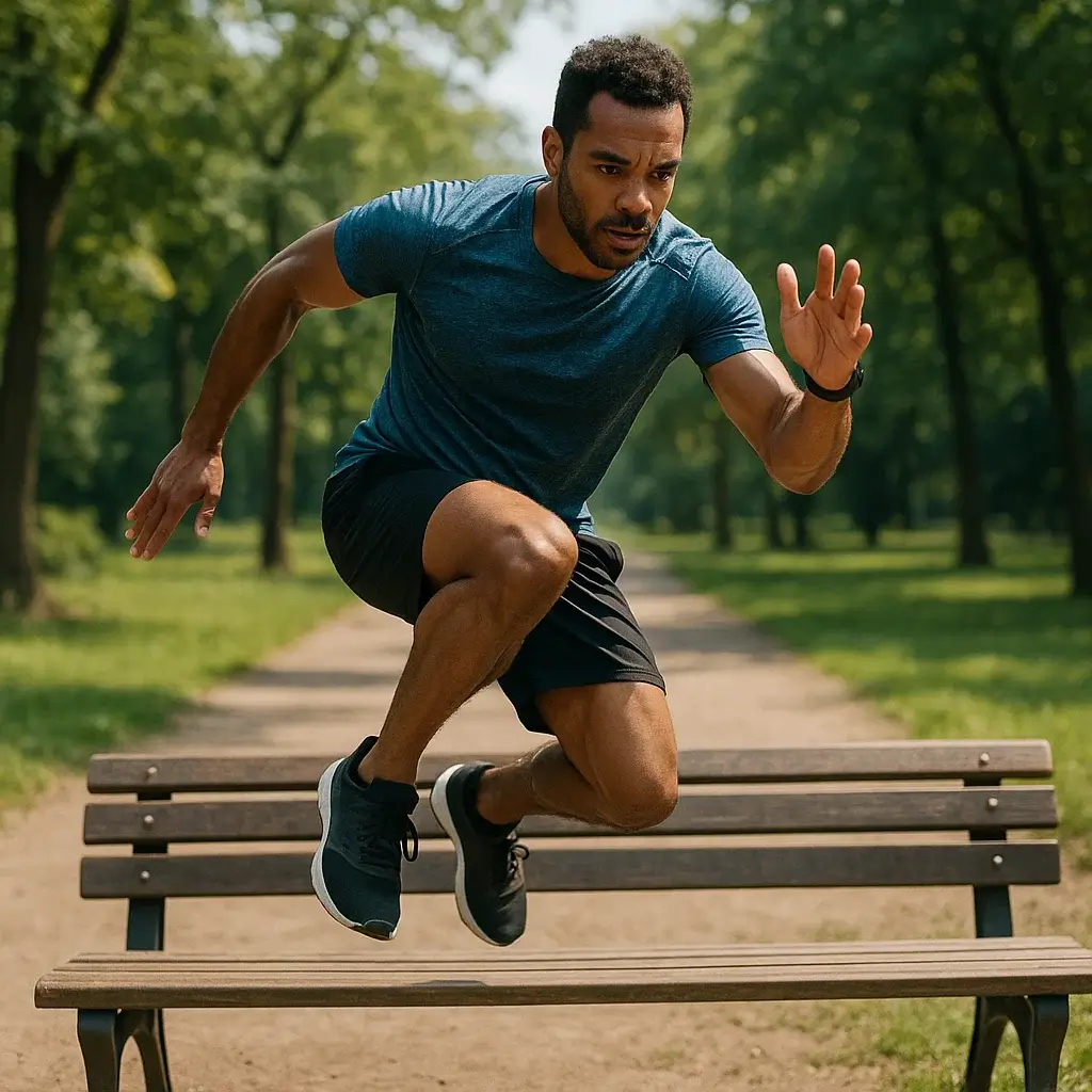 Séance de gainage sur herbe démontrant les bénéfices physiques du renforcement musculaire en extérieur.