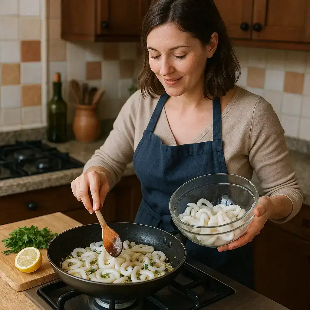 Femme préparant un repas sain dans le cadre d’un Programme de Sèche pour Les Femmes dans sa cuisine moderne.